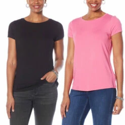 Outlet ๐ G By Giuliana 2-pack EcoLuxe Jersey Knit Short-Sleeve Tees Ivory/pistachio ๐