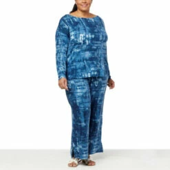 Coupon 👏 G By Giuliana 2-piece Crop Wide-Leg Lounge Set Navy Multi 🤩 -G by GIULIANA Sales Store unnamed file 1918