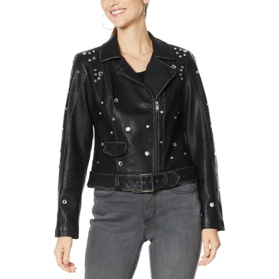 Budget 🔔 G By Giuliana Studded Faux Leather Jacket Spruce Green 🎁 4 Budget 🔔 G By Giuliana Studded Faux Leather Jacket Spruce Green 🎁 - Image 2