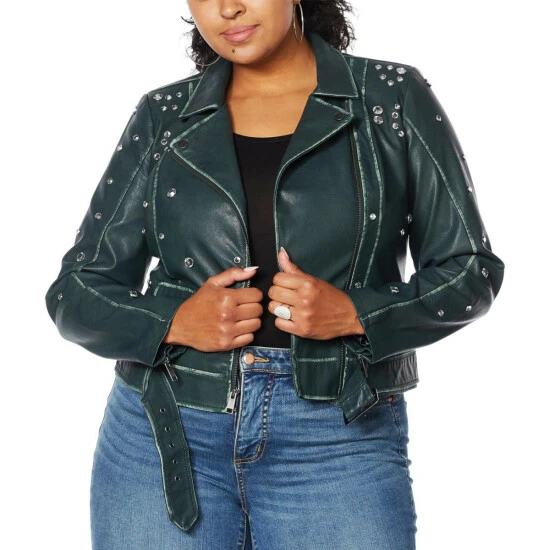 Budget 🔔 G By Giuliana Studded Faux Leather Jacket Spruce Green 🎁 5 Budget 🔔 G By Giuliana Studded Faux Leather Jacket Spruce Green 🎁 - Image 3