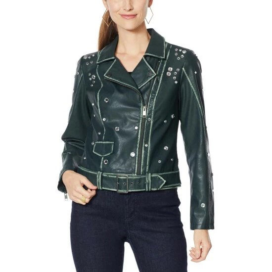 Budget 🔔 G By Giuliana Studded Faux Leather Jacket Spruce Green 🎁 7 Budget 🔔 G By Giuliana Studded Faux Leather Jacket Spruce Green 🎁 - Image 5