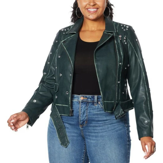 Budget 🔔 G By Giuliana Studded Faux Leather Jacket Spruce Green 🎁 10 Budget 🔔 G By Giuliana Studded Faux Leather Jacket Spruce Green 🎁 - Image 8