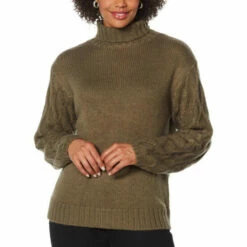 Best Pirce 🔔 G By Giuliana Textured-Sleeve Turtleneck Sweater 🌟 -G by GIULIANA Sales Store unnamed file 1949
