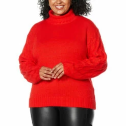 Best Pirce 🔔 G By Giuliana Textured-Sleeve Turtleneck Sweater 🌟 -G by GIULIANA Sales Store unnamed file 1950