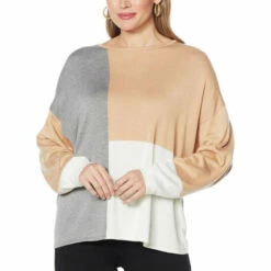 Flash Sale 🔔 G By Giuliana Colorblocked Knit Sweater Neutral Colorblock 👍 -G by GIULIANA Sales Store unnamed file 1971