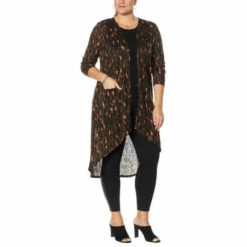 Discount ❤️ G By Giuliana Pointelle Knit Duster-Length Topper Olive Night Leopard 😍 -G by GIULIANA Sales Store unnamed file 1988