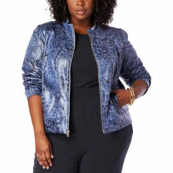 Promo ✔️ G By Giuliana Black Label Faux Snakeskin Jacket Navy 🎉 -G by GIULIANA Sales Store unnamed file 2130