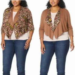 Hot Sale 🛒 G By Giuliana Sweater Knit Reversible Cardigan Mocha Leopard 🌟 -G by GIULIANA Sales Store unnamed file 2225