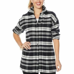 Outlet 🤩 G By Giuliana Oversized Plaid Button-Front Flannel 👕 Shirt Rose Plaid 🤩 -G by GIULIANA Sales Store unnamed file 2239