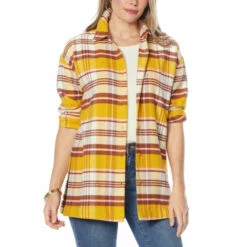 Outlet 🤩 G By Giuliana Oversized Plaid Button-Front Flannel 👕 Shirt Rose Plaid 🤩 -G by GIULIANA Sales Store unnamed file 2241