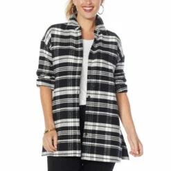 Outlet 🤩 G By Giuliana Oversized Plaid Button-Front Flannel 👕 Shirt Rose Plaid 🤩 -G by GIULIANA Sales Store unnamed file 2243