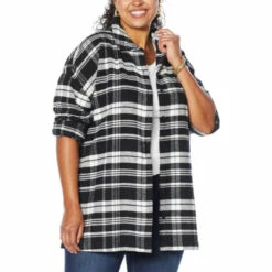 Outlet 🤩 G By Giuliana Oversized Plaid Button-Front Flannel 👕 Shirt Rose Plaid 🤩 -G by GIULIANA Sales Store unnamed file 2244