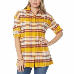 Outlet 🤩 G By Giuliana Oversized Plaid Button-Front Flannel 👕 Shirt Rose Plaid 🤩 -G by GIULIANA Sales Store unnamed file 2245