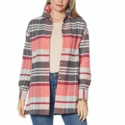 Outlet 🤩 G By Giuliana Oversized Plaid Button-Front Flannel 👕 Shirt Rose Plaid 🤩 -G by GIULIANA Sales Store unnamed file 2246