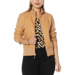 Deals 🎉 G By Giuliana Faux Leather Bomber Jacket 🩴 Sandalwood 💯