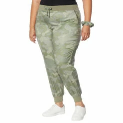 Outlet 💯 G By Giuliana LounGy Tech Jogger Pant With Hair Scrunchy Olive Camo 🧨 -G by GIULIANA Sales Store unnamed file 2261