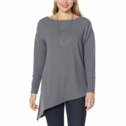 Outlet ✔️ G By Giuliana Asymmetric-Hem Poncho Tunic Titanium 😍 -G by GIULIANA Sales Store unnamed file 2302