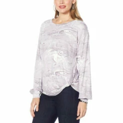 Best Sale 🛒 G By Giuliana LounGy Knot-Front Printed Sweatshirt Gray Leopard 🎁 -G by GIULIANA Sales Store unnamed file 2308