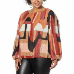 Buy 👍 G By Giuliana Printed Pleat Mesh Top Olive Abstract 😀 -G by GIULIANA Sales Store unnamed file 2317