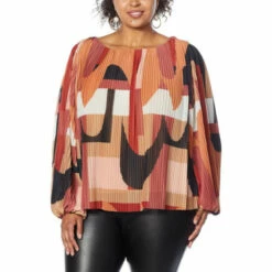 Buy 👍 G By Giuliana Printed Pleat Mesh Top Olive Abstract 😀 -G by GIULIANA Sales Store unnamed file 2320