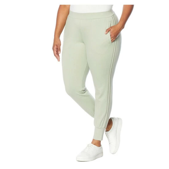 Discount 🔥 G By Giuliana Faux Leather Trim Ponte Knit Jogger Pant Desert Sage 😀 4 Discount 🔥 G By Giuliana Faux Leather Trim Ponte Knit Jogger Pant Desert Sage 😀 - Image 2