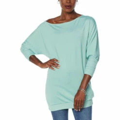 Hot Sale ⭐ G By Giuliana Off-the-Shoulder Dolman Sleeve Top Dusty Green 😀
