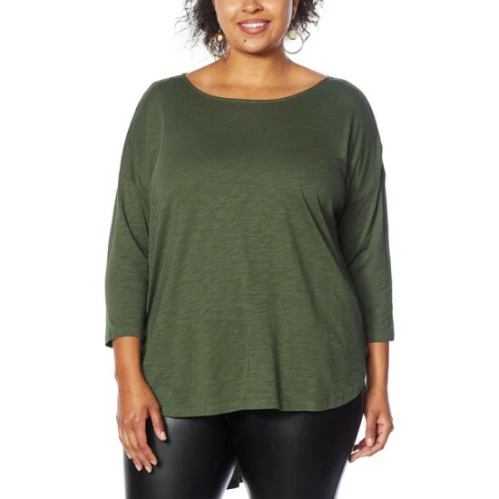 Cheap ✔️ G By Giuliana 3/4 Sleeve Hi-Low Hem Slub Knit Tee Light Camel ⭐ 8 Cheap ✔️ G By Giuliana 3/4 Sleeve Hi-Low Hem Slub Knit Tee Light Camel ⭐ - Image 6