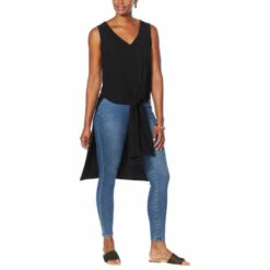 Buy 🎁 G By Giuliana LounGy Ribbed Knit Drama Top Black ❤️ -G by GIULIANA Sales Store unnamed file 2443