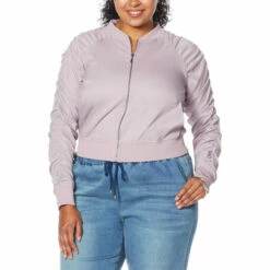 Coupon 🌟 G By Giuliana LounGy Tech Ruched Bomber Jacket Black Camo 🌟 -G by GIULIANA Sales Store unnamed file 2450