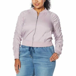 Coupon 🌟 G By Giuliana LounGy Tech Ruched Bomber Jacket Black Camo 🌟 -G by GIULIANA Sales Store unnamed file 2453