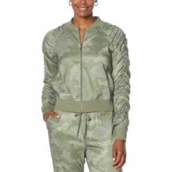 Coupon 🌟 G By Giuliana LounGy Tech Ruched Bomber Jacket Black Camo 🌟 -G by GIULIANA Sales Store unnamed file 2454