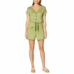 Brand new 🧨 G By Giuliana Day Tripper Short-Sleeve Romper Sage ✔️ -G by GIULIANA Sales Store unnamed file 2481