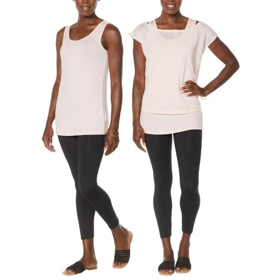 Brand new 😍 G By Giuliana 2-pack Layering Tank And Tee Rose ⌛ 3 Brand new 😍 G By Giuliana 2-pack Layering Tank And Tee Rose ⌛