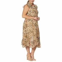 Discount ✔️ G By Giuliana Printed Chiffon Button-Front 👗 Dress Turquoise Gingham 👍 -G by GIULIANA Sales Store unnamed file 2536