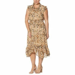 Discount ✔️ G By Giuliana Printed Chiffon Button-Front 👗 Dress Turquoise Gingham 👍 -G by GIULIANA Sales Store unnamed file 2539