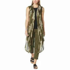 Coupon ✔️ G By Giuliana Sleeveless Duster Olive Shibori 🧨 -G by GIULIANA Sales Store unnamed file 2550