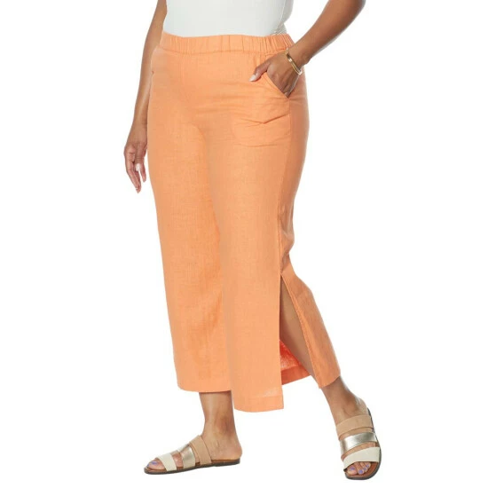 Best Sale 😀 G By Giuliana Pull-On Linen Crop Pant Nectarine 🔥 4 Best Sale 😀 G By Giuliana Pull-On Linen Crop Pant Nectarine 🔥 - Image 2