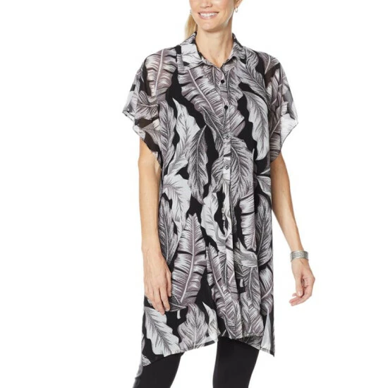 Budget โจ G By Giuliana Chiffon Tie-Front Tunic Black Banana Leaf ๐ 8 Budget โจ G By Giuliana Chiffon Tie-Front Tunic Black Banana Leaf ๐ - Image 6