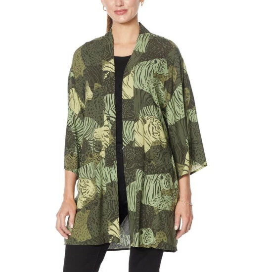 Deals ✔️ G By Giuliana Woven Printed Kimono Olive Tiger ✔️ 6 Deals ✔️ G By Giuliana Woven Printed Kimono Olive Tiger ✔️ - Image 4