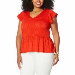 Best Pirce 🤩 G By Giuliana Knit Eyelet Peplum Top Black 🌟 -G by GIULIANA Sales Store unnamed file 2608