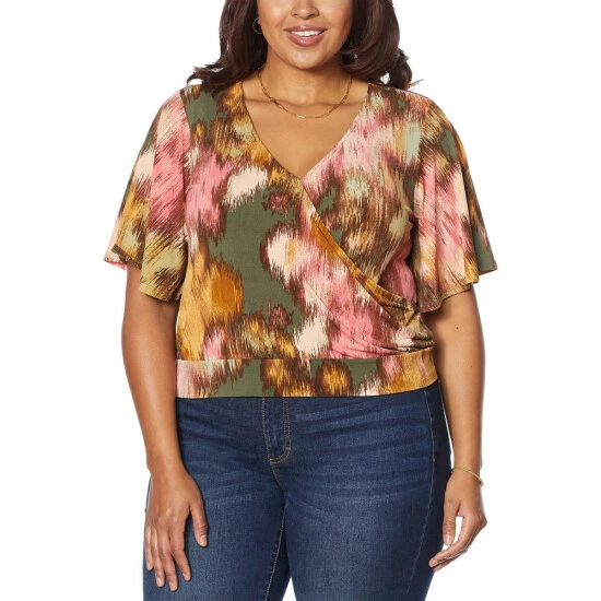 Cheap ⭐ G By Giuliana Flutter Sleeve Surplice Top Terra Cotta Leopard 🤩 4 Cheap ⭐ G By Giuliana Flutter Sleeve Surplice Top Terra Cotta Leopard 🤩 - Image 2