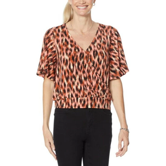Cheap ⭐ G By Giuliana Flutter Sleeve Surplice Top Terra Cotta Leopard 🤩 12 Cheap ⭐ G By Giuliana Flutter Sleeve Surplice Top Terra Cotta Leopard 🤩 - Image 10