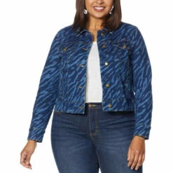 Top 10 🔔 G By Giuliana Printed Denim Jacket Medium Wash Tiger ⭐ -G by GIULIANA Sales Store unnamed file 2653