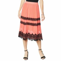 Top 10 👏 G By Giuliana Black Label Pleated Lace 👗 Skirt Nude 🎉