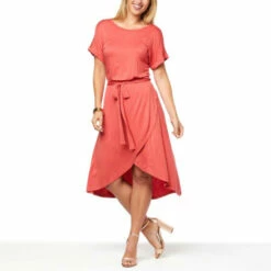 Best Sale 🎉 G By Giuliana EcoLuxe Knit Tulip-Hem T-Shirt 👗 Dress Cranberry 🤩 -G by GIULIANA Sales Store unnamed file 2712