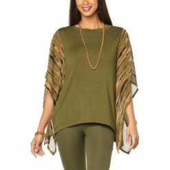 Brand new ✨ G By Giuliana EcoLuxe And Chiffon Mixed Media Top Cool Lavender 🤩