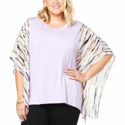 Brand new ✨ G By Giuliana EcoLuxe And Chiffon Mixed Media Top Cool Lavender 🤩 -G by GIULIANA Sales Store unnamed file 2742
