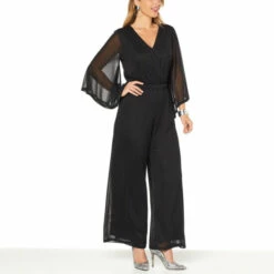Best deal 👍 G By Giuliana Black Label Mesh Knit Drama Sleeve Jumpsuit ⭐