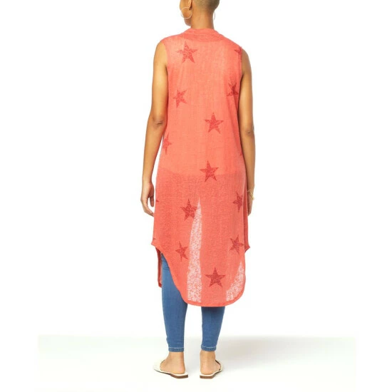 Wholesale 👏 G By Giuliana Sleeveless Printed Hacci Knit Duster Ivory Star 👍 5 Wholesale 👏 G By Giuliana Sleeveless Printed Hacci Knit Duster Ivory Star 👍 - Image 3