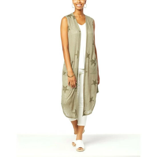 Wholesale 👏 G By Giuliana Sleeveless Printed Hacci Knit Duster Ivory Star 👍 9 Wholesale 👏 G By Giuliana Sleeveless Printed Hacci Knit Duster Ivory Star 👍 - Image 7